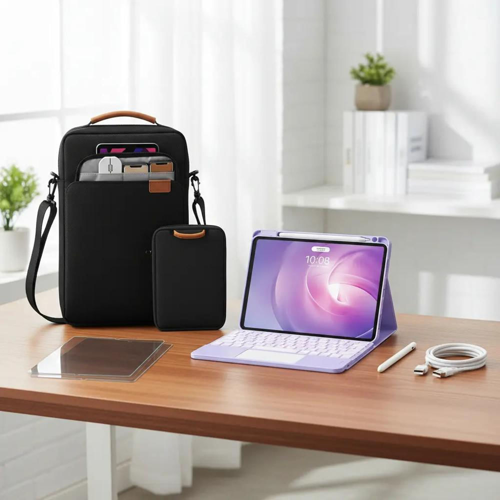 Estuch Teclado Trackpad Para Samsung A9 Plus X210 X215 Lila+Bolso+Vidrio+Lapiz img #2