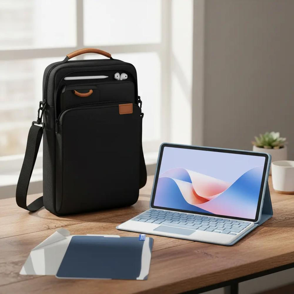 Estuche Teclado Trackpad Para Ipad Air 11 Chip M2 2024 Azul +Bolso+Paper Like img #3