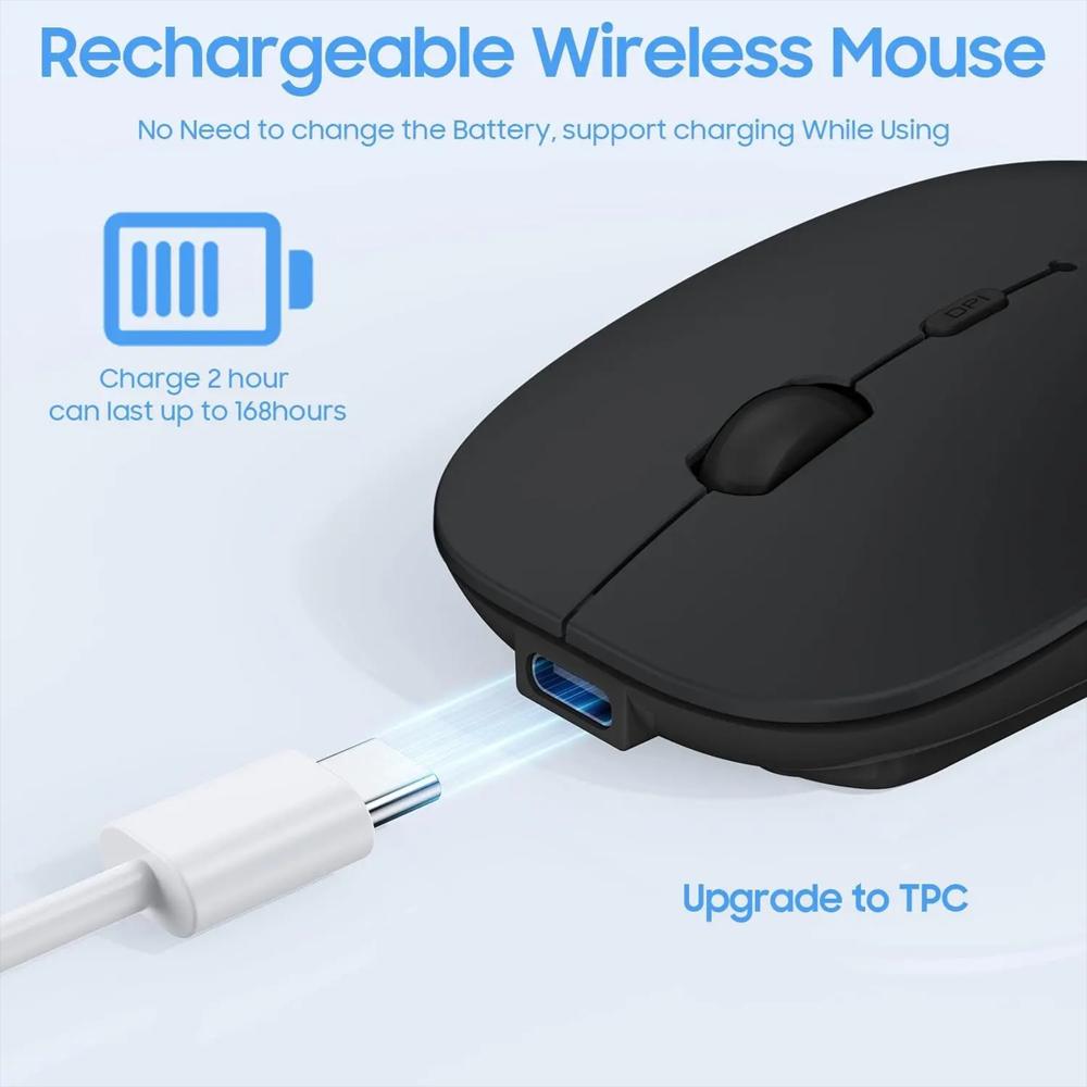 Mouse Inalambrico Negro Para Computador /Tablet/Ipad img #2