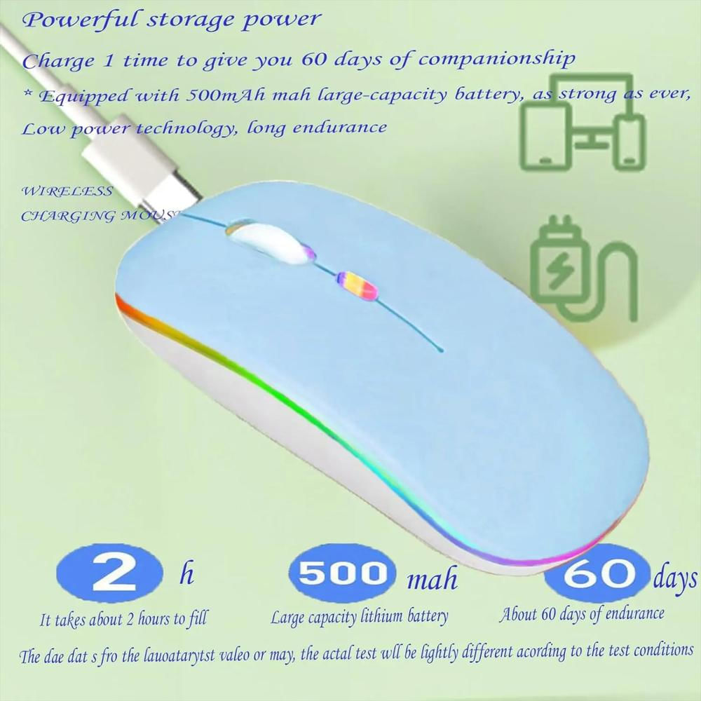 Mouse Inalambrico Celeste Para Computador/Tablet/Ipad img #2