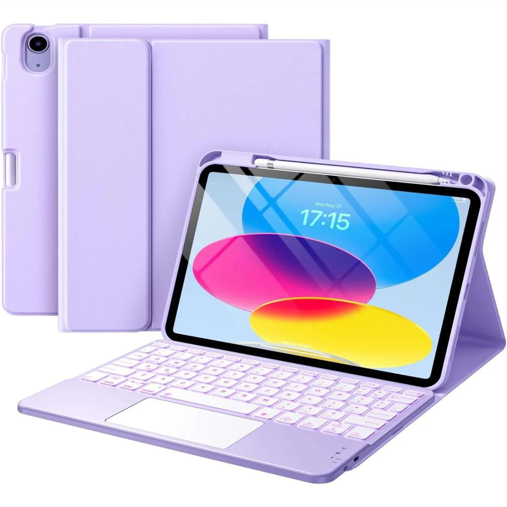 Estuche Teclado Trackpad Para Ipad Air 11 Chip M2 2024 Lila +Bolso+Paper Like img #4