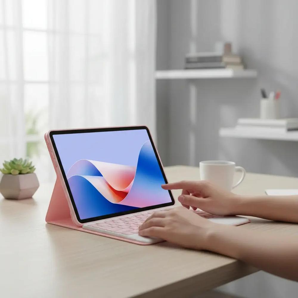 Estuche Teclado Trackpad Para Samsung A11 Plus X230 X235 Rosa+Bolso+Vidrio+Lapiz img #4