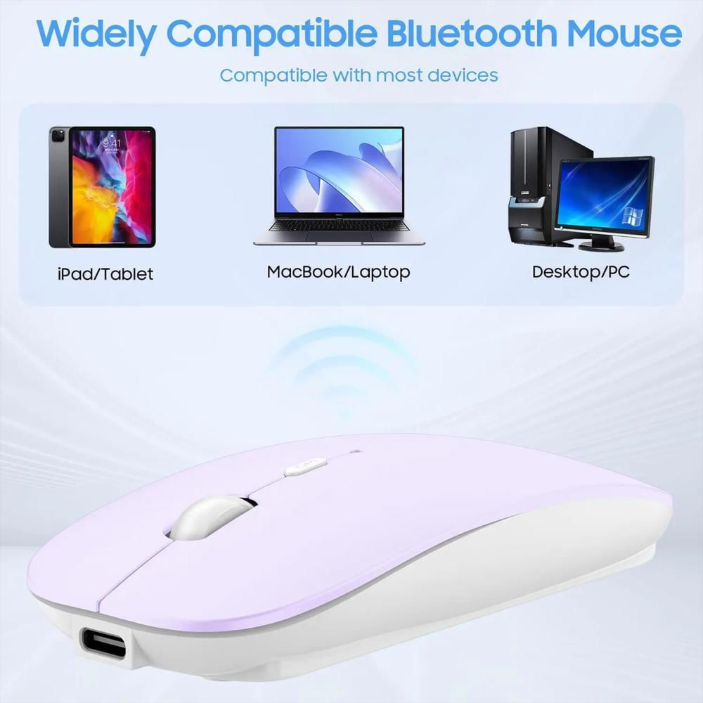 Mouse Inalambrico Lila Para Computador/Tablet/Ipad img #2