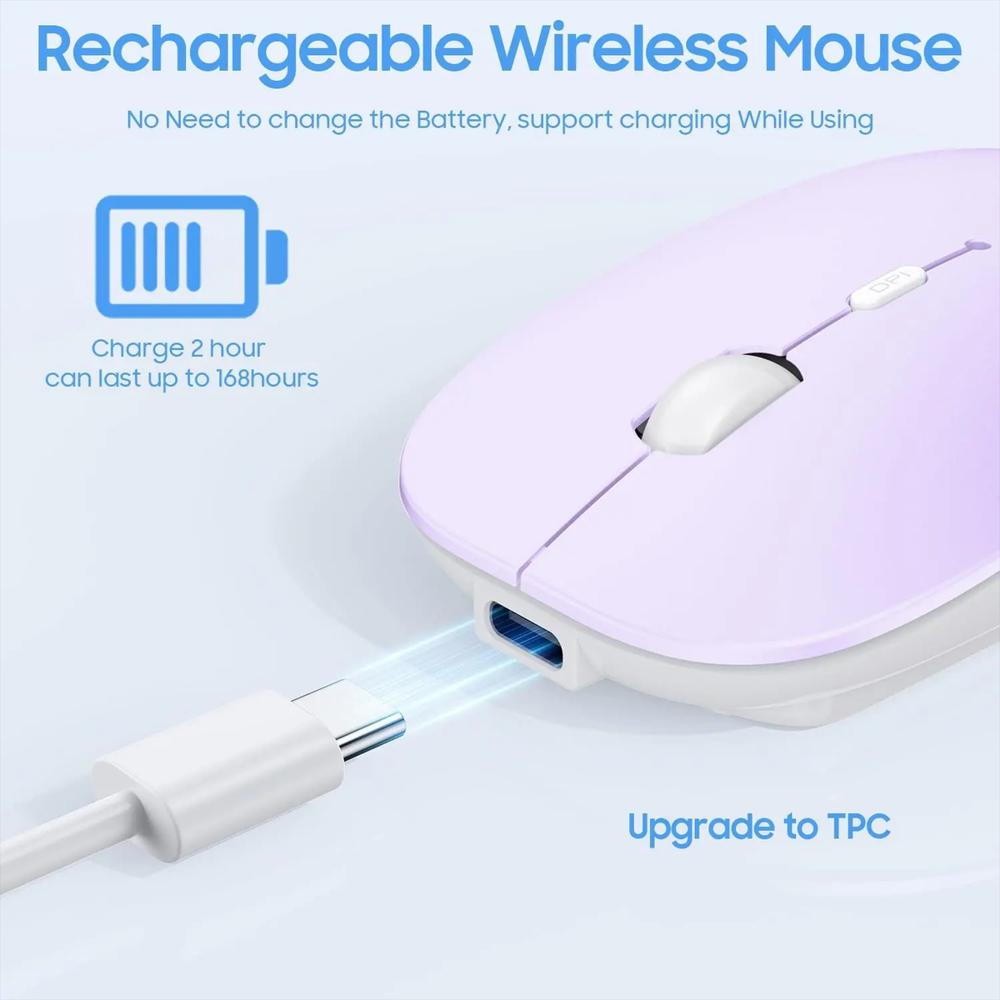 Mouse Inalambrico Lila Para Computador/Tablet/Ipad img #3
