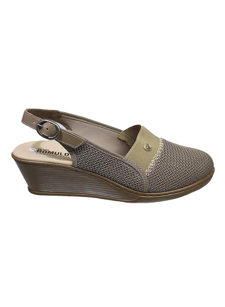 Sandalia Romulo Beige Para Dama Tacón Playero img #1