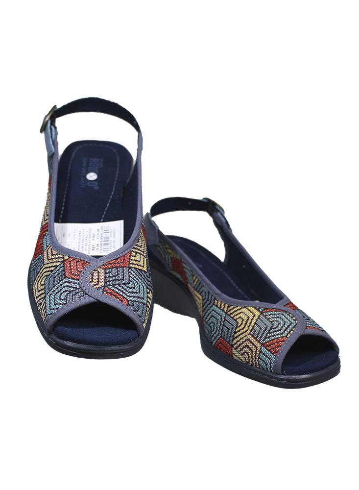 Sandalia Romulo Textil Combinado Para Mujer Tacón Corrido img #4