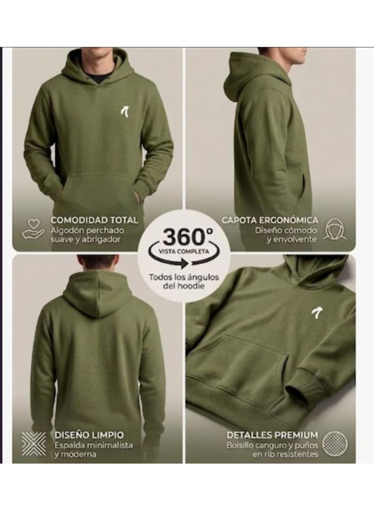 Buzo Hoddie Esencial Unisex Color Verde Oliva img #4