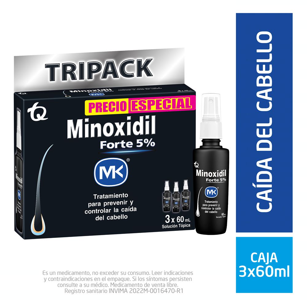 Tratamiento Minoxidil Forte MK 5% TQ para la caída del cabello (180  ml) img #1