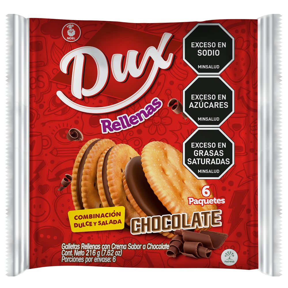 Galletas DUX rellenas con crema sabor chocolate (216  gr) img #2