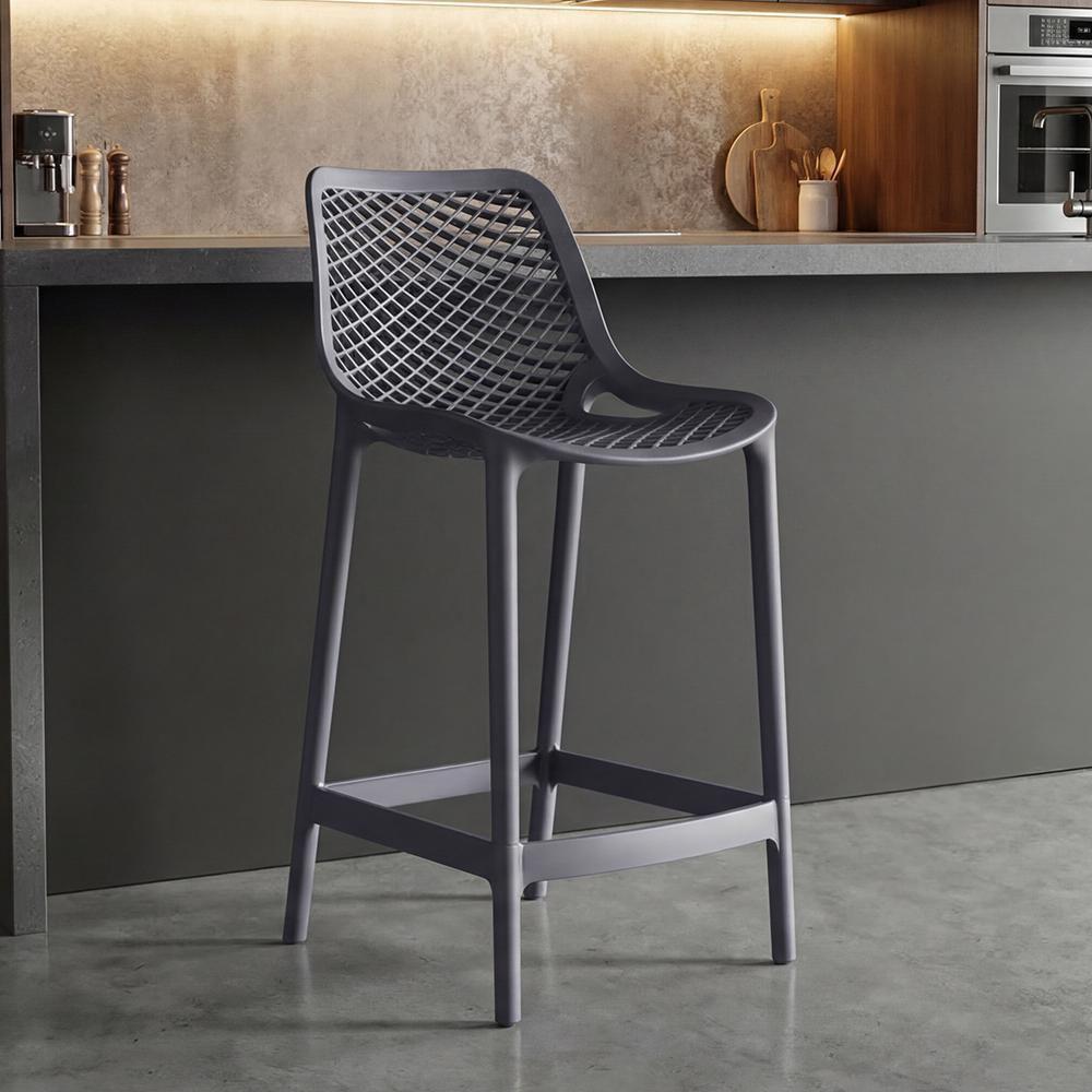Silla Para Bar Miame, Color Gris Oscuro, Con Reposa Pies En Diseño Moderno img #2