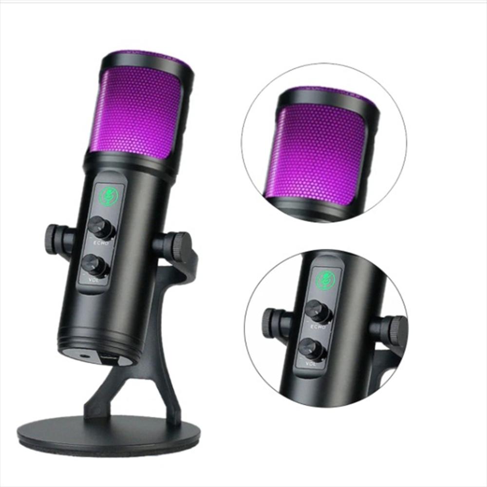 Microfono Profesional Condensador Omnidireccional Usb Luz Color Negro img #1