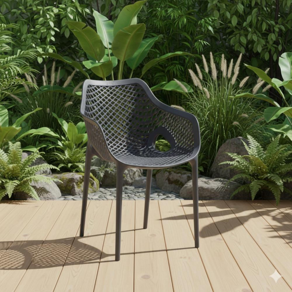 Silla Con Brazos Miame, Gris Oscuro, Con Espaldar Y Diseño Moderno img #2