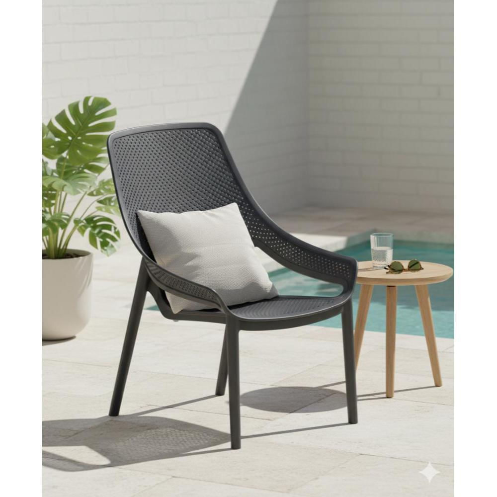 Silla Launge Ibiza, Negro, Con Espaldar Y Reposa Brazos img #3