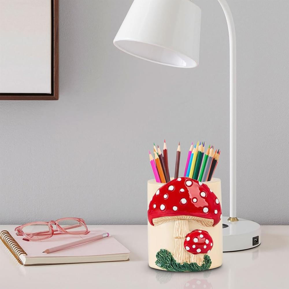 Portalapices De Resina Con Diseño De Hongos Para Escritorio Organizador Decorativo img #3