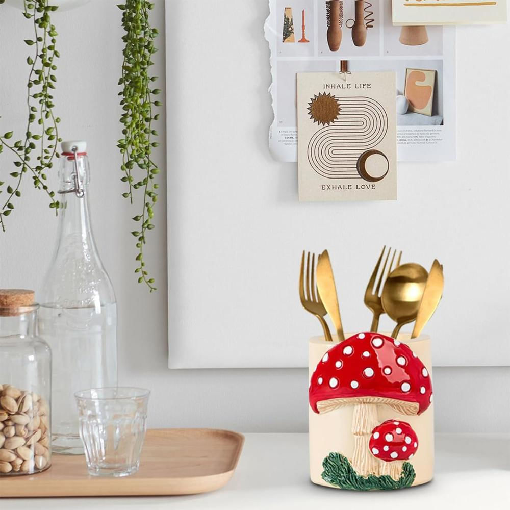 Portalapices De Resina Con Diseño De Hongos Para Escritorio Organizador Decorativo img #4