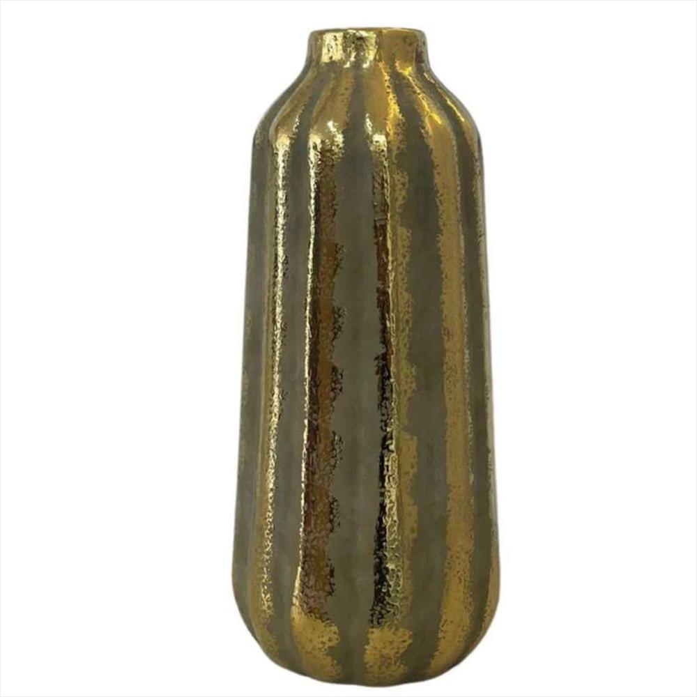 Jarrón Diseño Taupe Líneas Doradas img #1