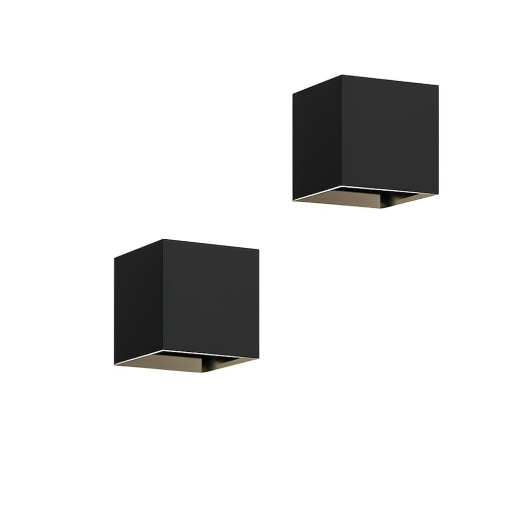 Juego De 2 Apliques De Pared Luces Led De Porche Estructura Color Negro img #1