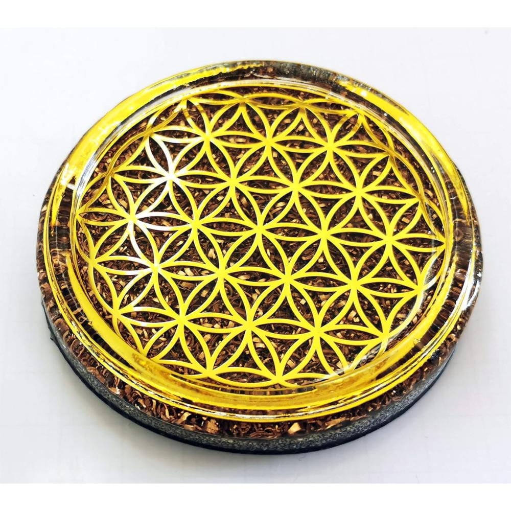 Posavasos De 4 Pulgadas En Silicona Y Resina Diseño De Flor Color Dorado img #3