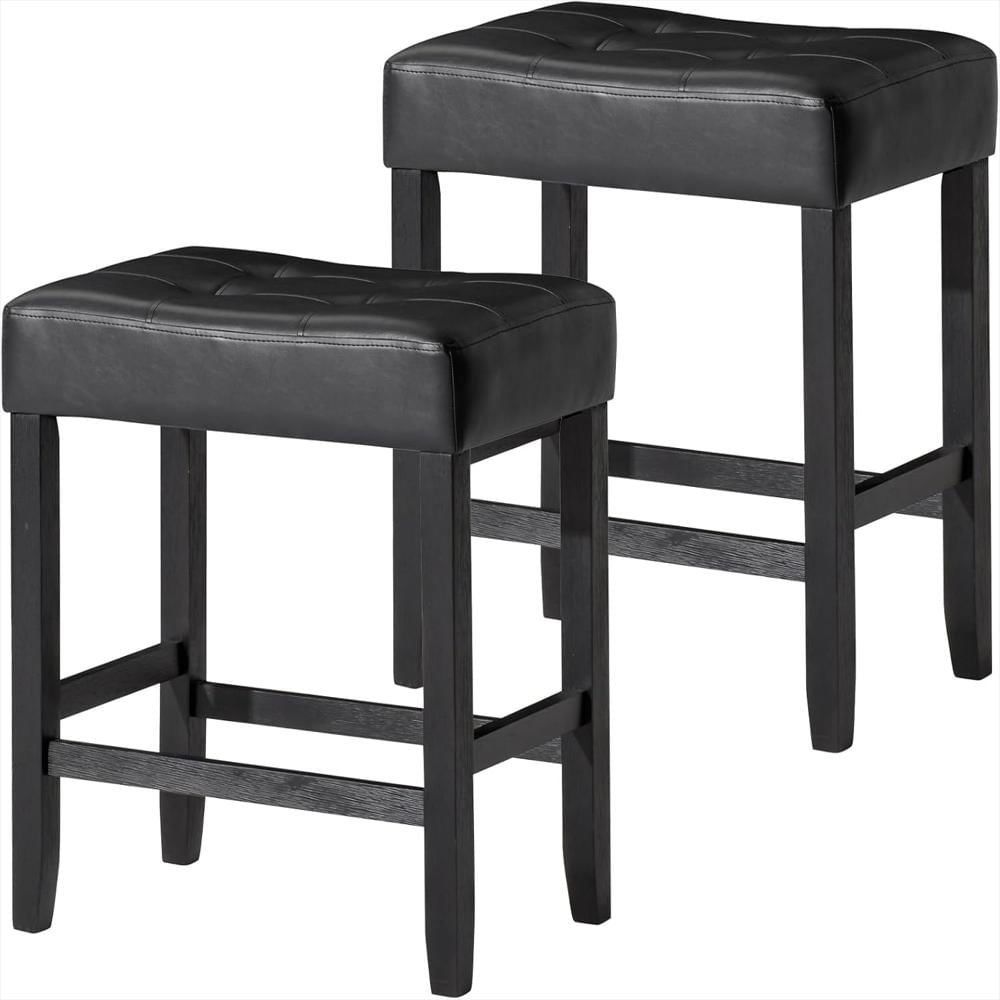 Taburete De Bar Carte A La Carte Home Madera Rústica Asiento De Cuero Vegano 66 Cm Juego De 2 img #1