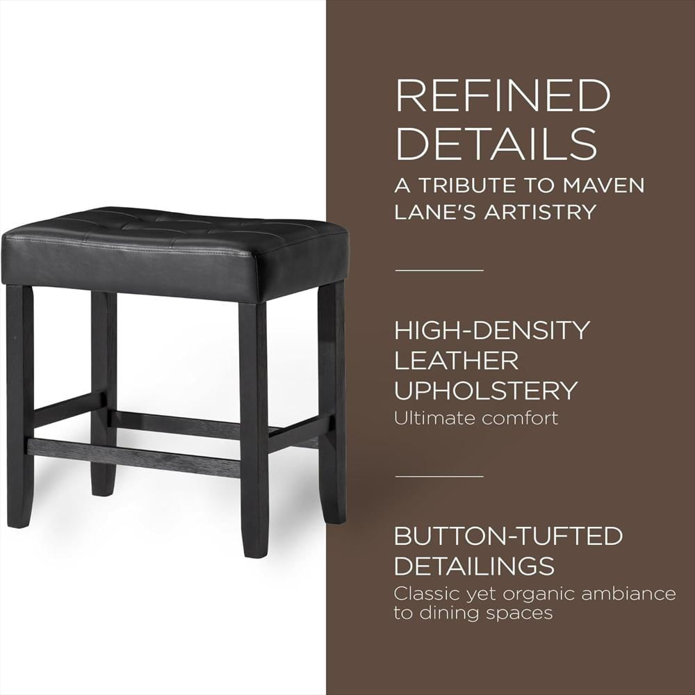 Taburete De Bar Carte A La Carte Home Madera Rústica Asiento De Cuero Vegano 66 Cm Juego De 2 img #4