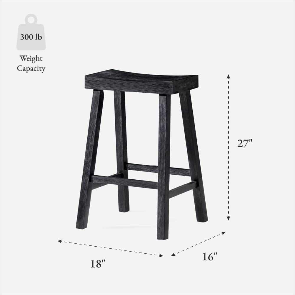 Taburete De Mostrador Maven Lane Madera Maciza Negra 66 Cm Juego De 2 img #3