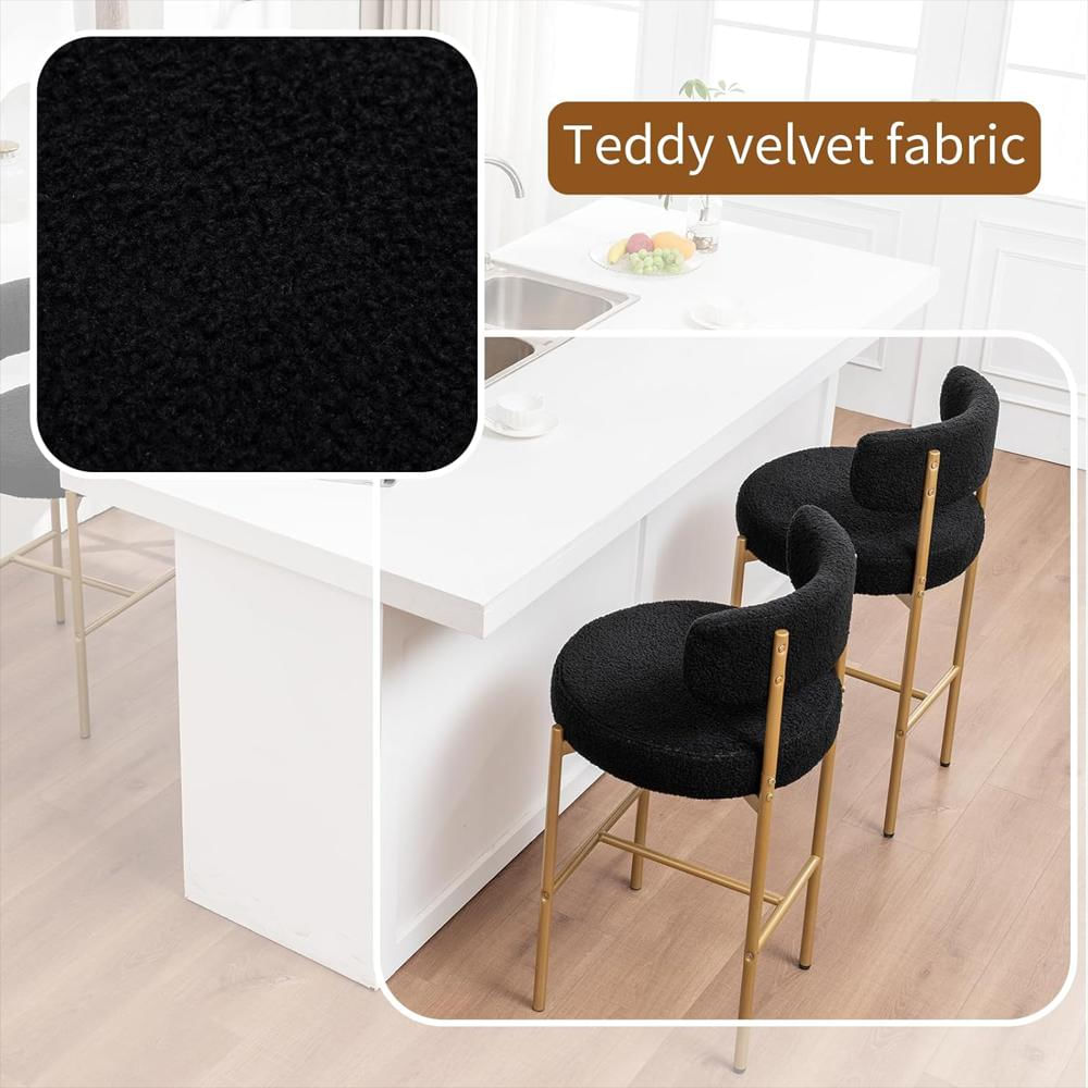 Taburete De Bar Canxkun Tapizado Negro 66 Cm Diseño Moderno Con Respaldo img #3