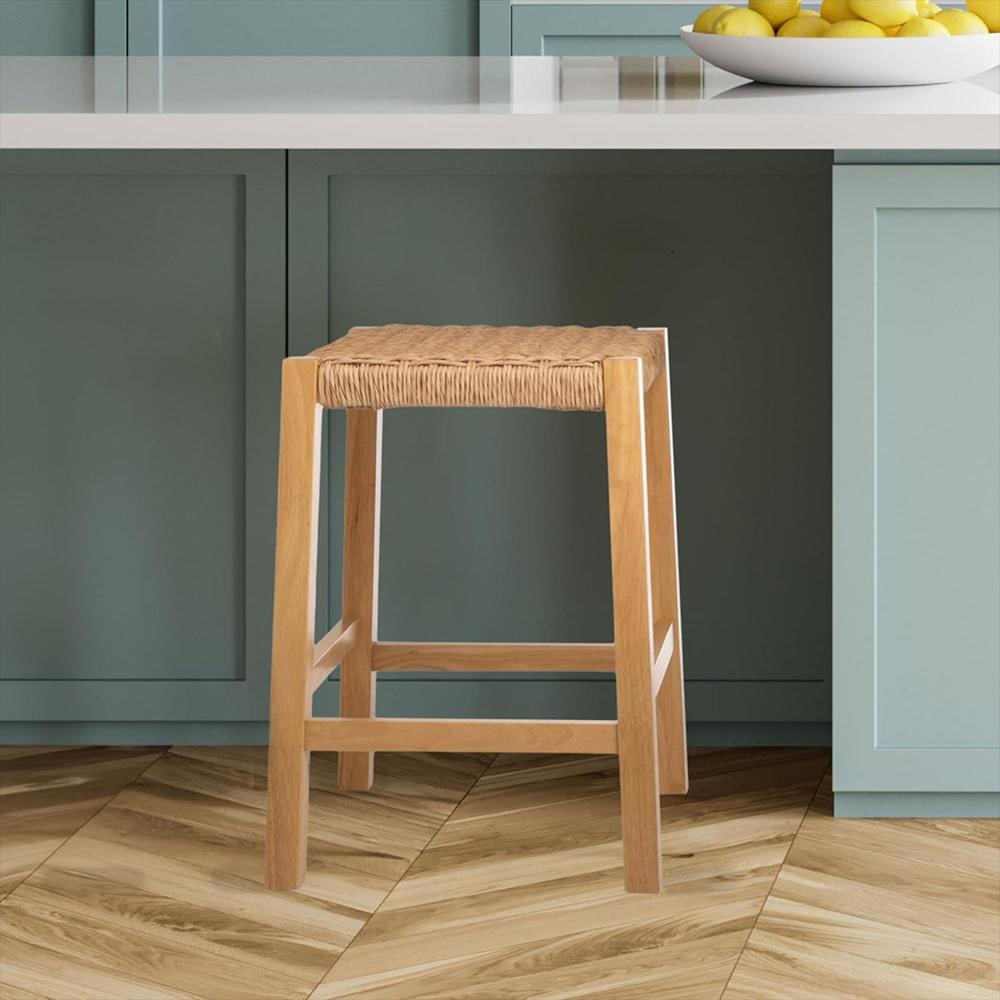 Taburete De Bar Alaterre Furniture Madera Tejida Sin Respaldo 61 Cm img #2