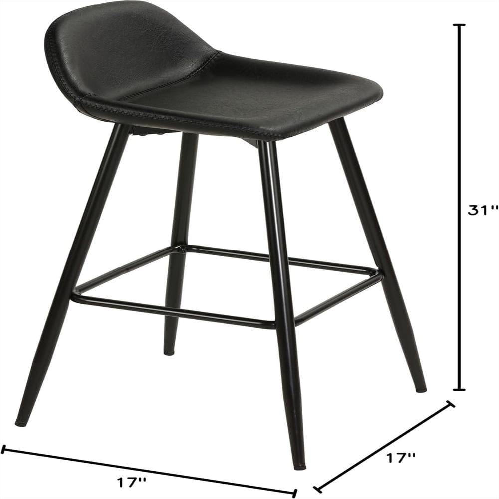 Juego De Taburetes Cortesi Home Piel Sintética Negro Carbón 2 Unidades img #3