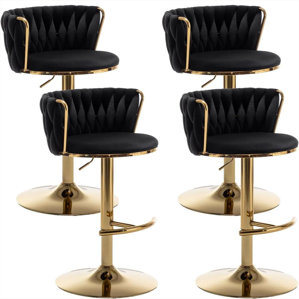 Taburete De Bar Cinxzar Terciopelo Dorado Giratorio Respaldo Ergonomico Tejido img #1