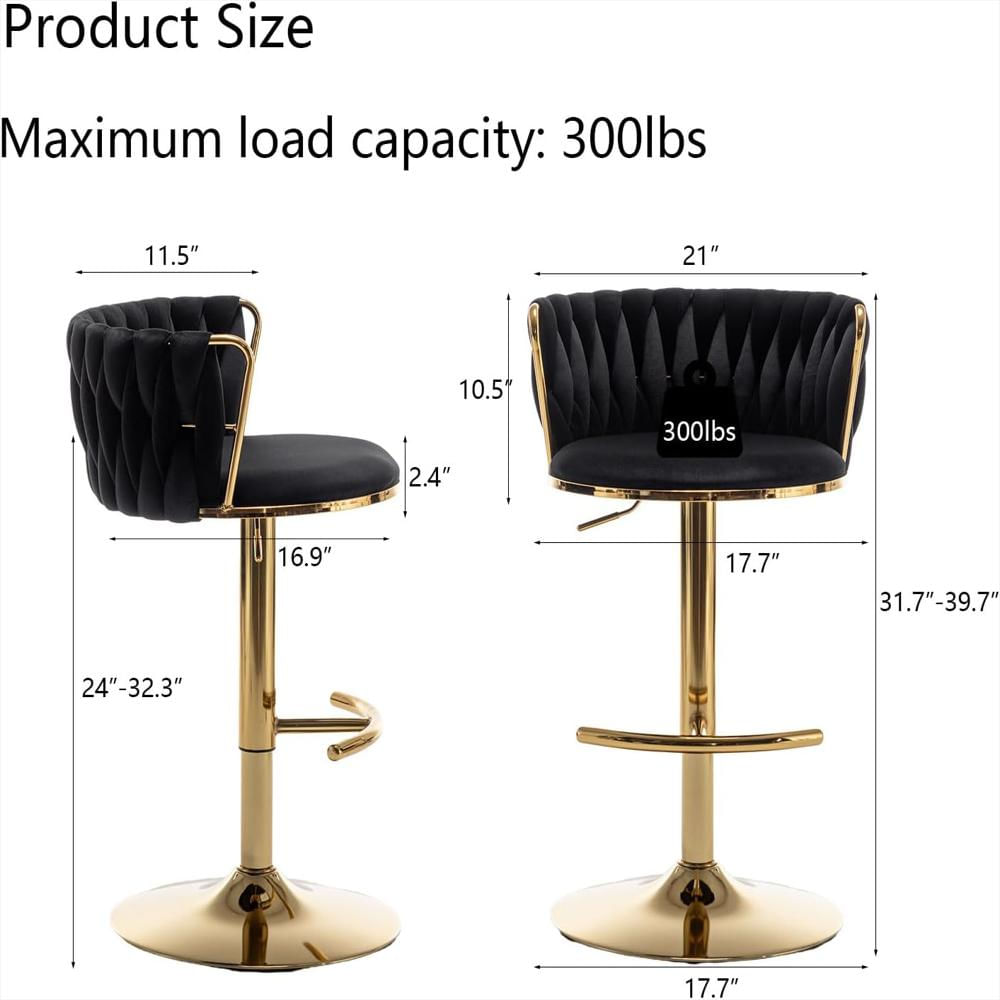 Taburete De Bar Cinxzar Terciopelo Dorado Giratorio Respaldo Ergonomico Tejido img #3