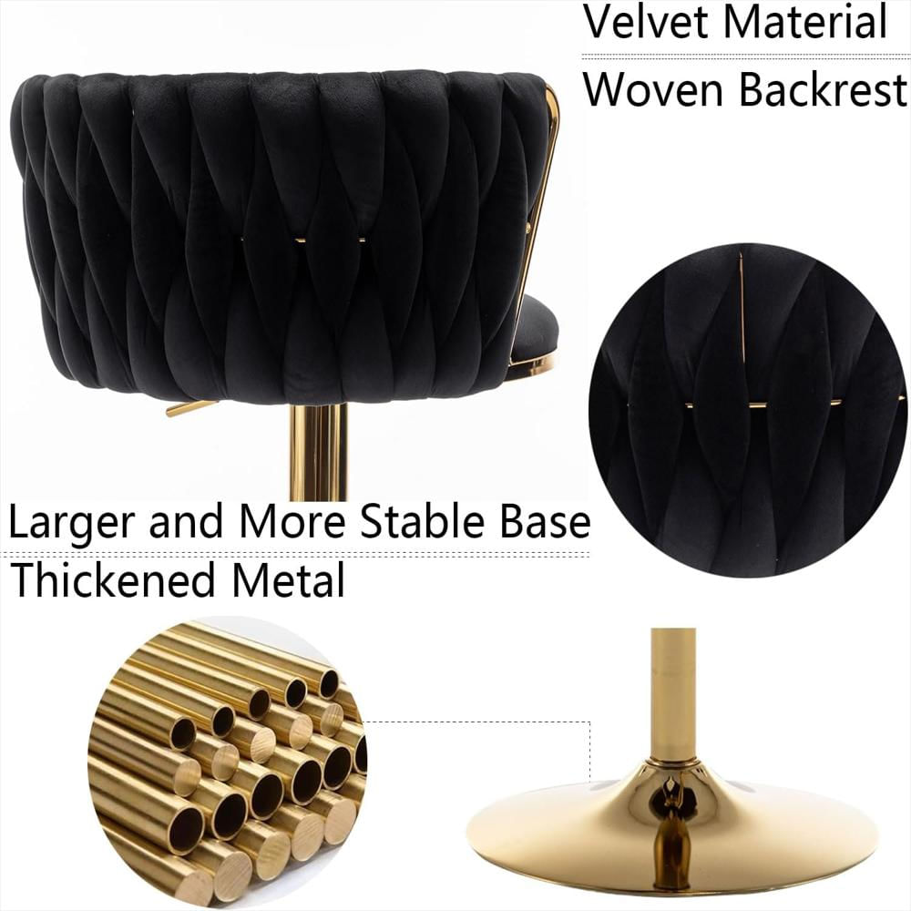 Taburete De Bar Cinxzar Terciopelo Dorado Giratorio Respaldo Ergonomico Tejido img #4