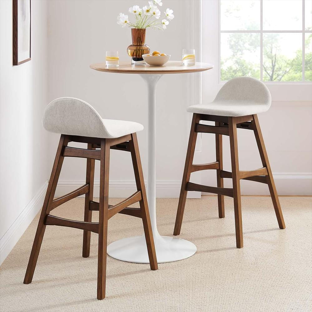 Taburete De Bar Modway Madera Caucho Tapizado Tela Jaspeada Set De 2 img #2