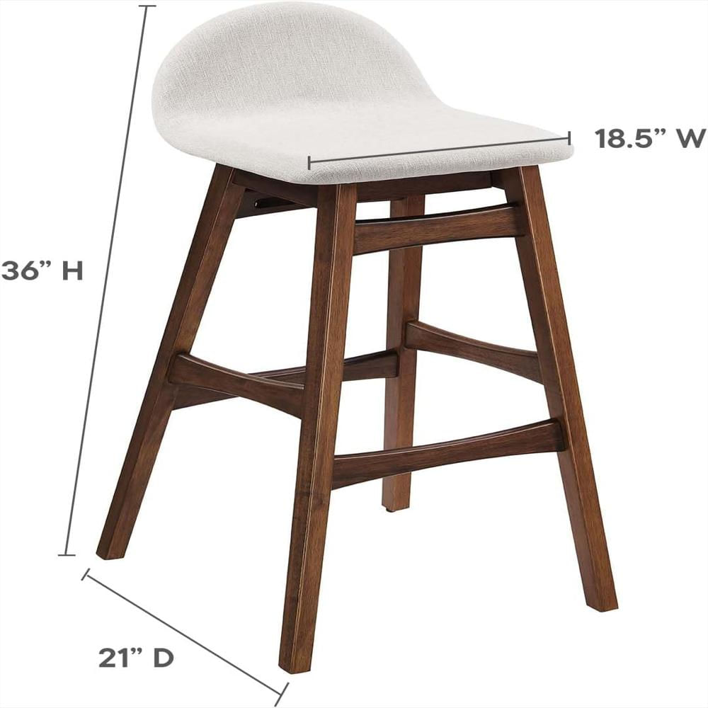 Taburete De Bar Modway Madera Caucho Tapizado Tela Jaspeada Set De 2 img #3