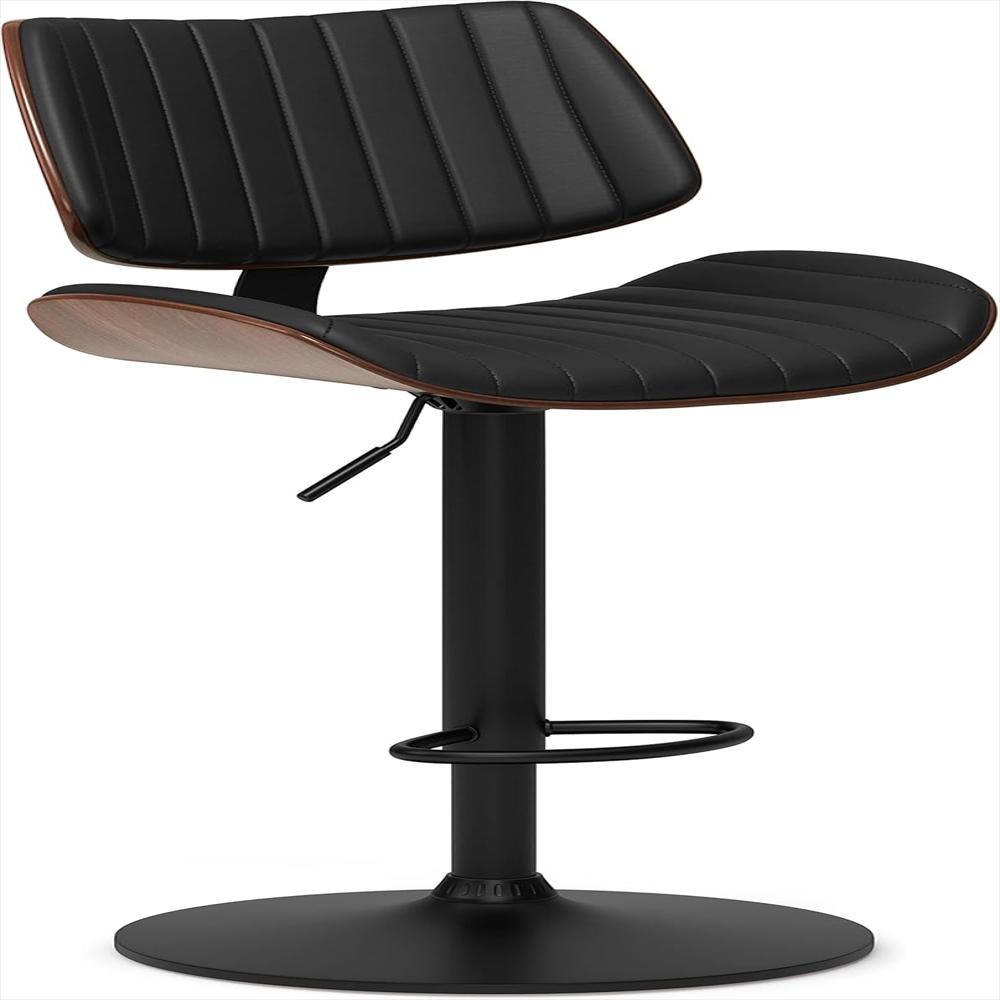 Taburete De Bar Simplihome Giratorio Ajustable Piel Sintética Vegana Negra 84 Cm img #1
