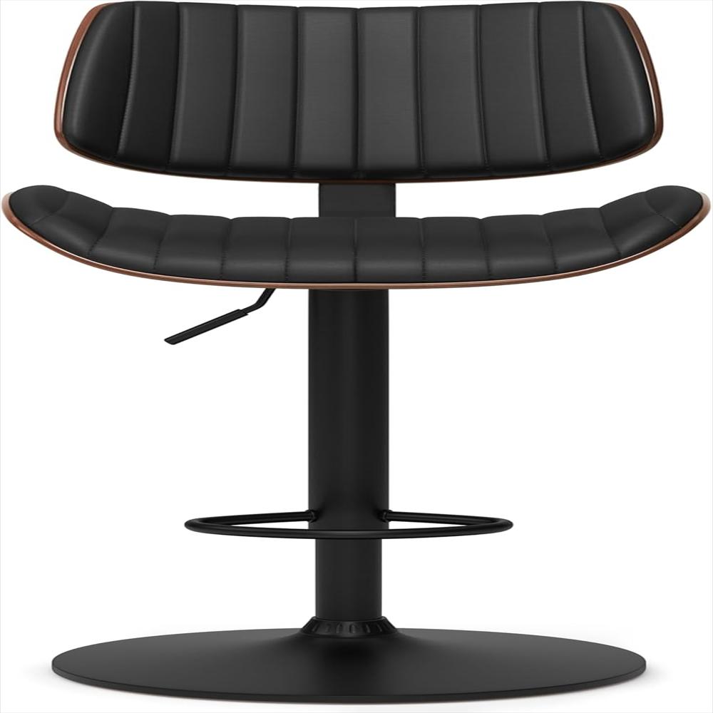 Taburete De Bar Simplihome Giratorio Ajustable Piel Sintética Vegana Negra 84 Cm img #4