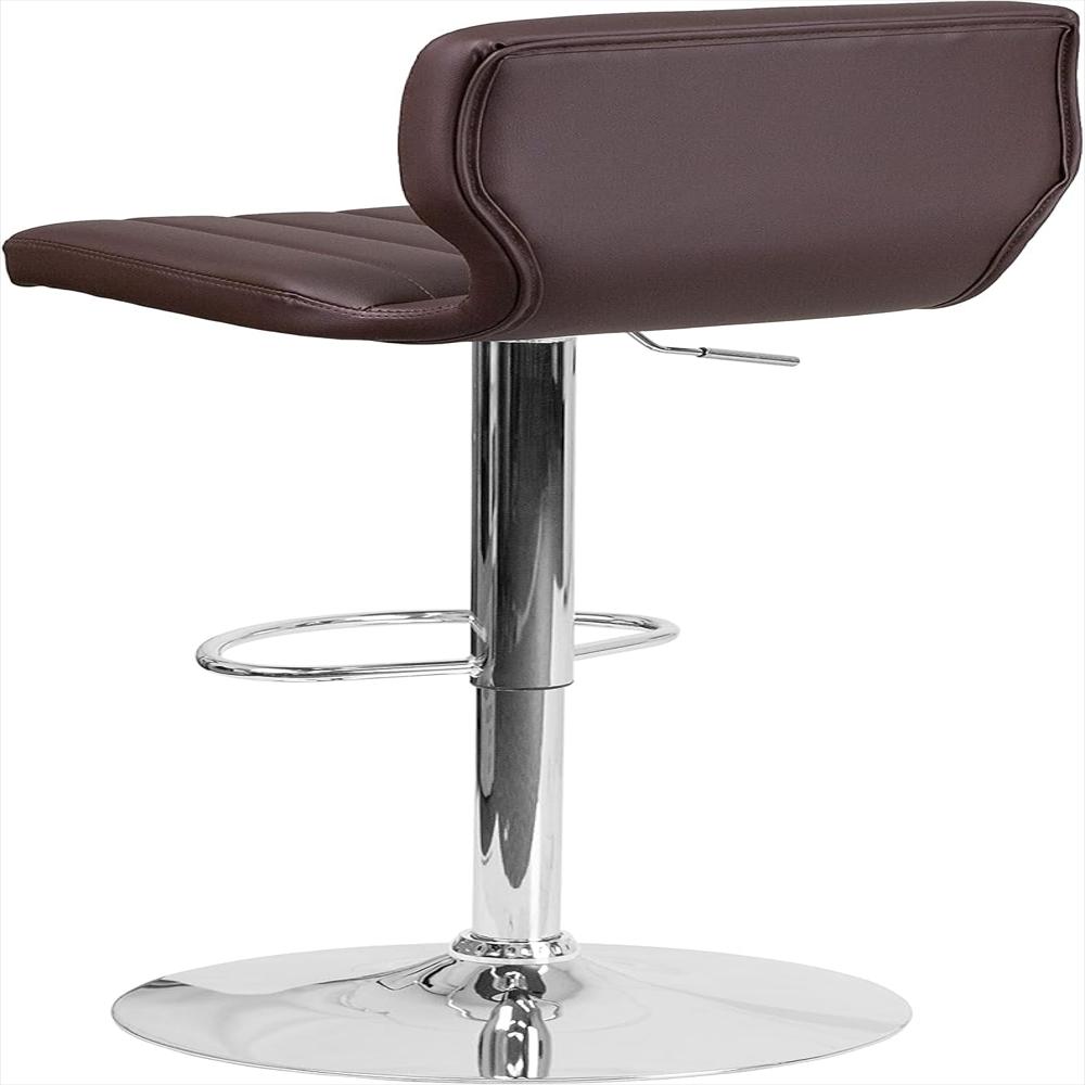 Taburete De Bar Flash Furniture Ajustable Vinilo Marrón Base Cromada Diseño Contemporáneo img #5