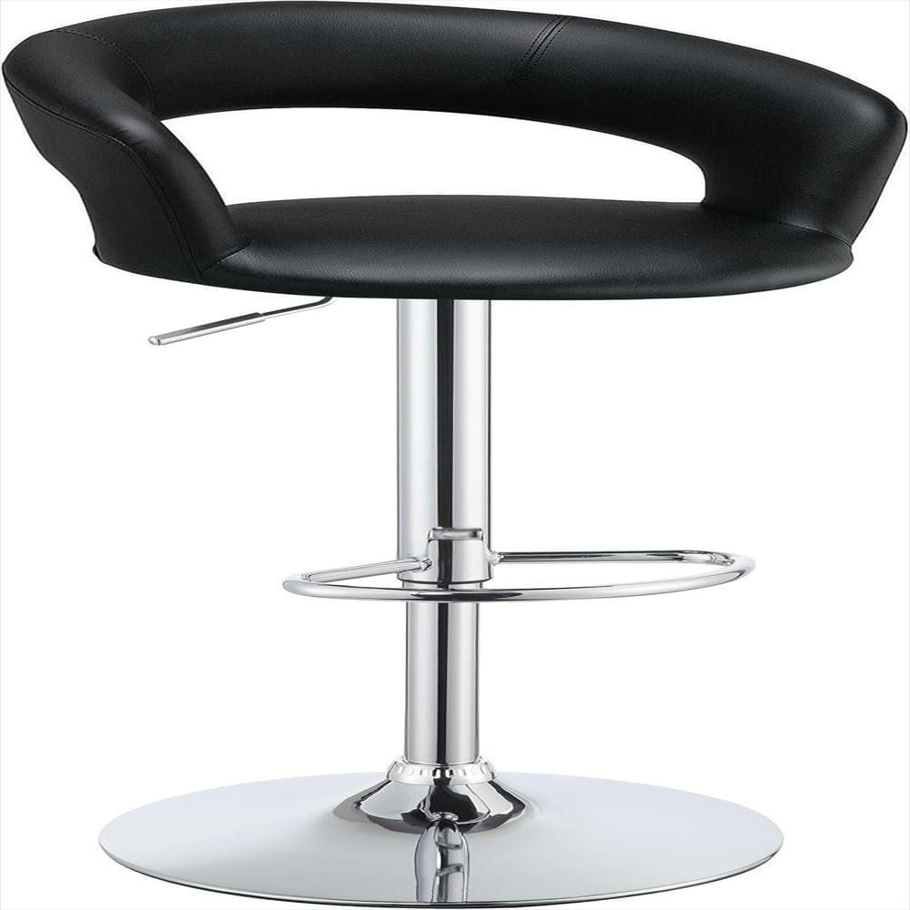 Taburete De Bar Coaster Altura Ajustable Imitación Cuero Negro Base Cromada 73.66 Cm img #1