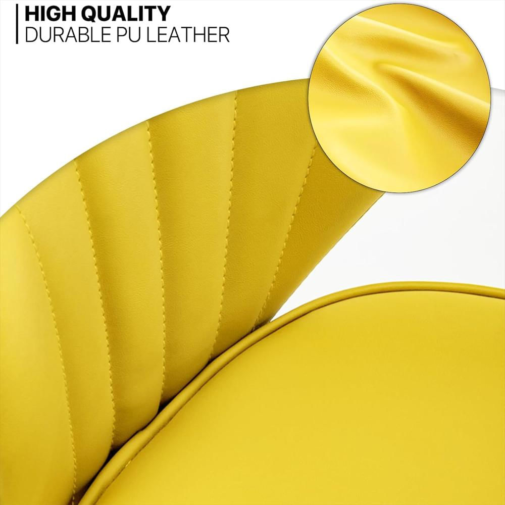 Taburete De Bar Monibloom Piel Sintética Amarillo 76 Cm Reposapiés Dorado Sin Brazos img #5