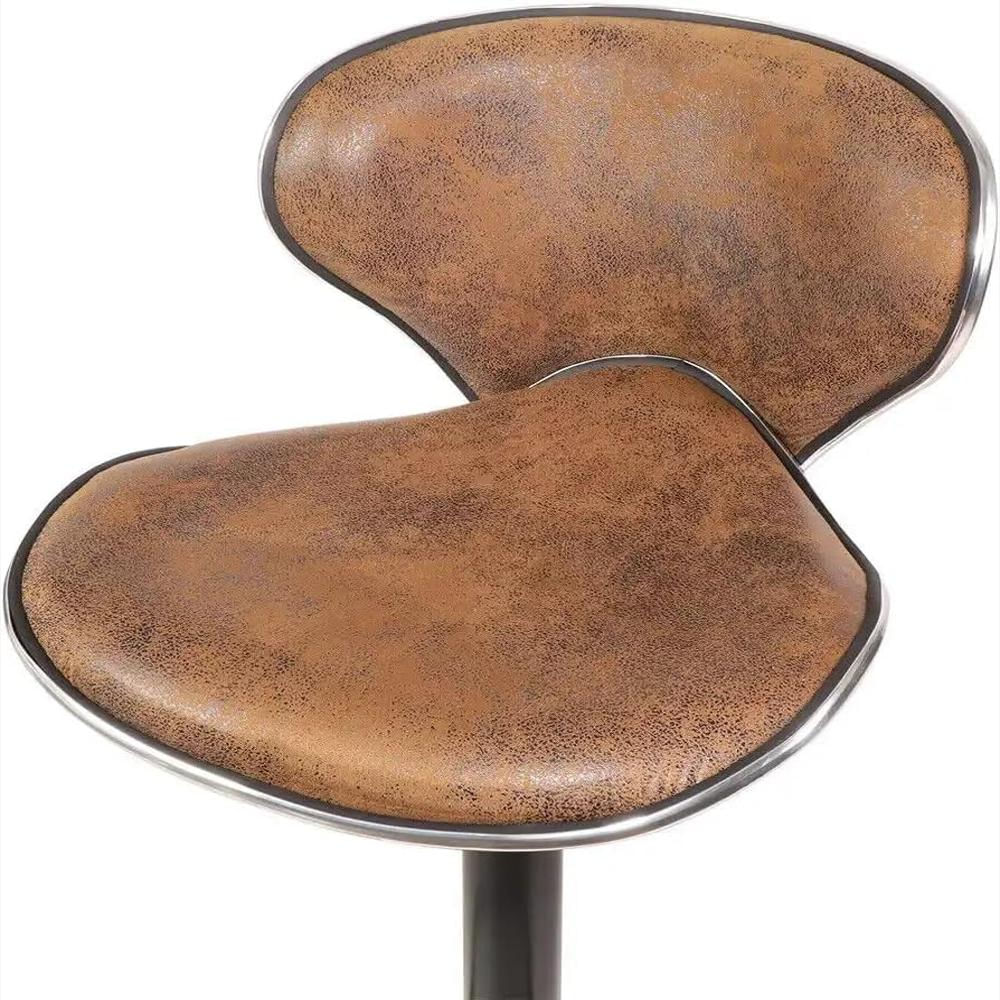 Taburete De Bar Monibloom Giratorio Altura Ajustable Cuero Sintético Café Set De 2 img #4