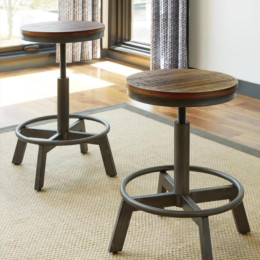 Taburete Industrial Signature Design By Ashley Altura Ajustable Marrón 2 Unidades img #2