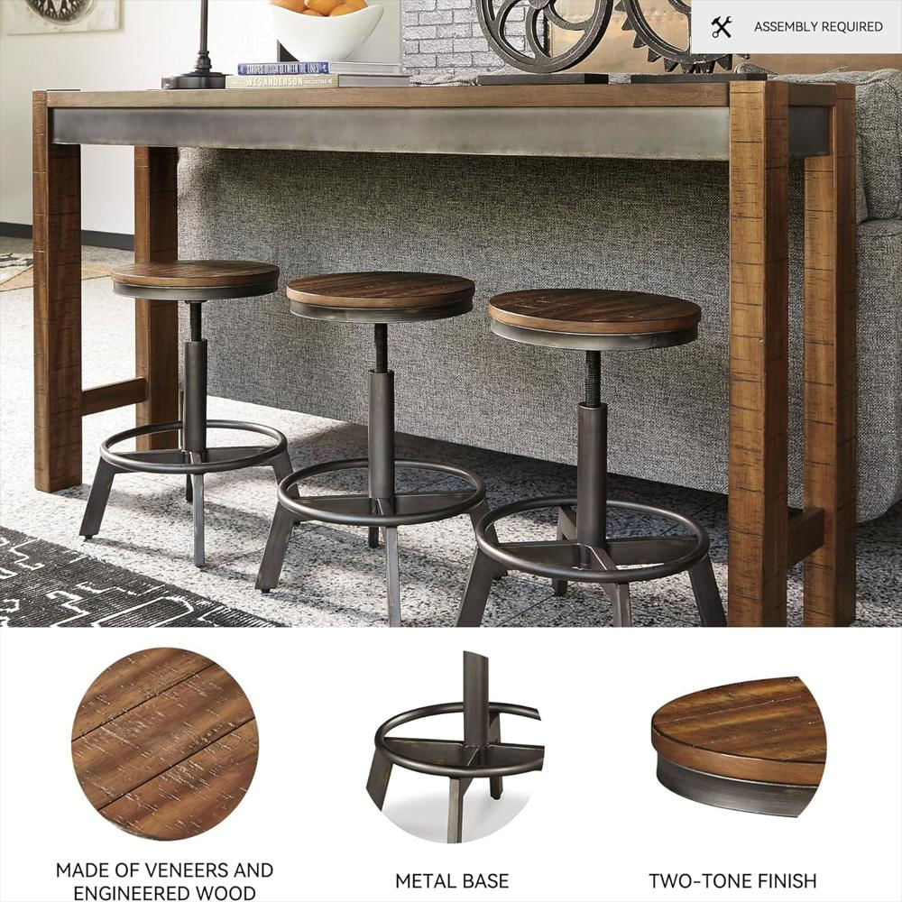 Taburete Industrial Signature Design By Ashley Altura Ajustable Marrón 2 Unidades img #4
