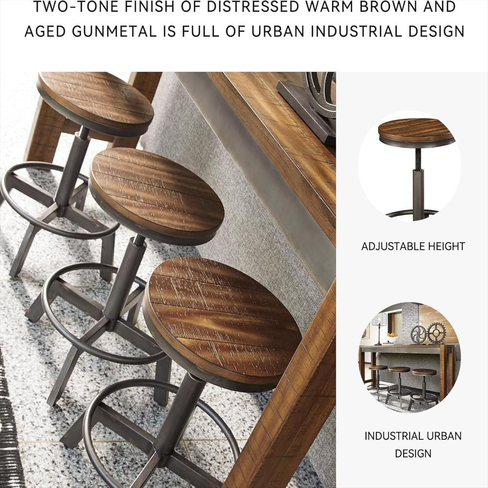 Taburete Industrial Signature Design By Ashley Altura Ajustable Marrón 2 Unidades img #5