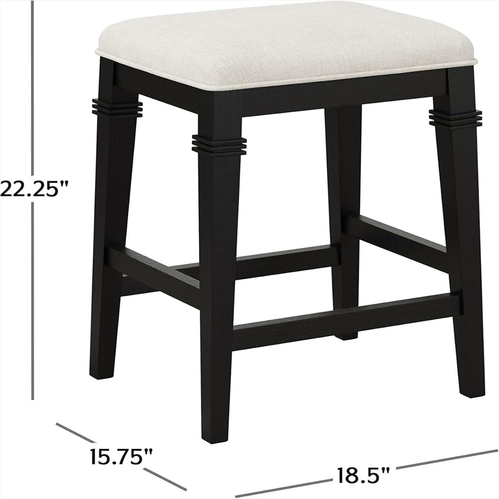 Taburete Hillsdale Madera Maciza Sin Respaldo Color Beige Asiento Felpa img #3