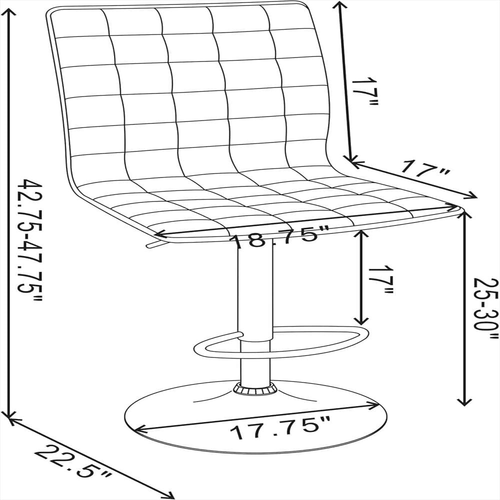 Taburete De Bar Coaster Ajustable Polipiel Negra Base Cromo Set 2 Unidades Giratorio 360° img #3