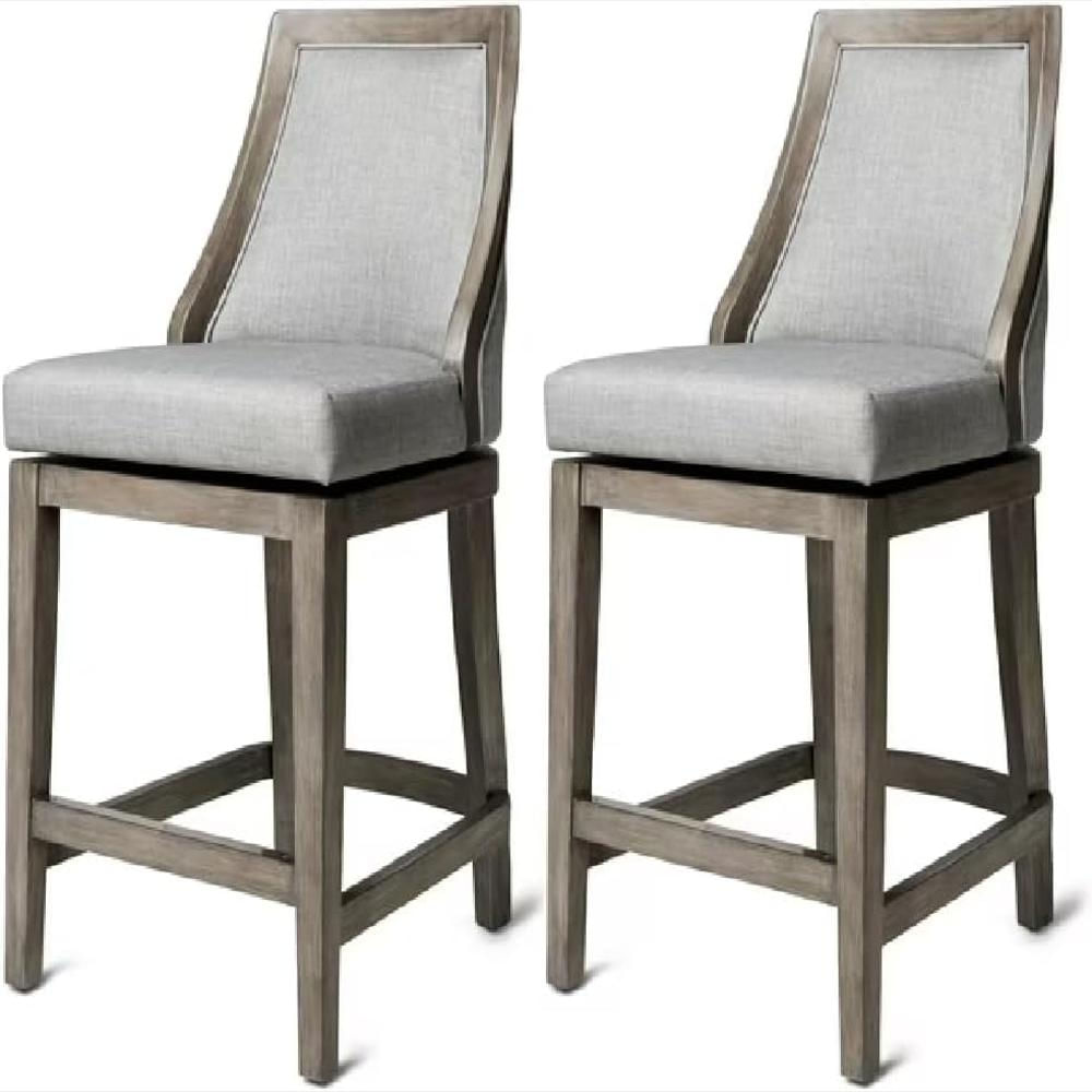 Taburete Maven Lane Giratorio 66 Cm Madera Maciza Tapizado Gris Juego De 2 img #1
