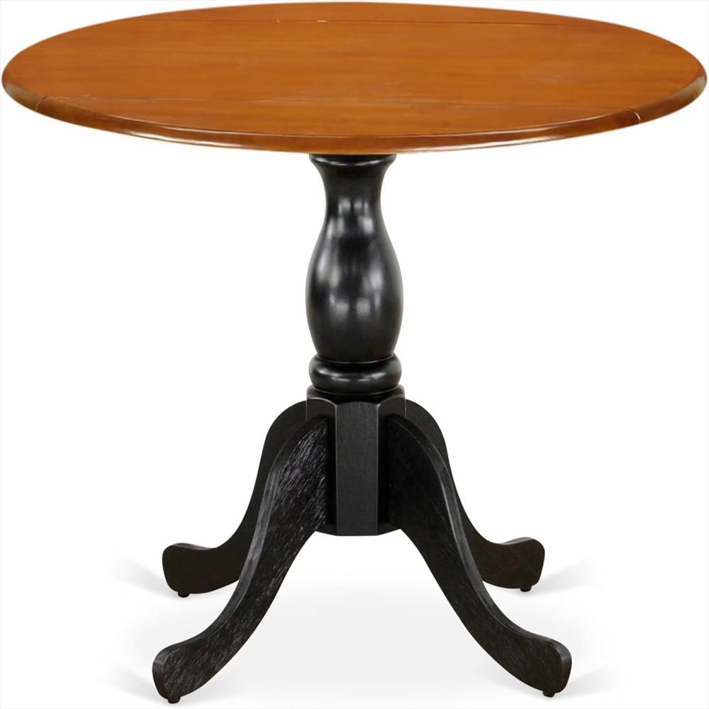 Mesa De Comedor East West Furniture Redonda Madera Maciza 107 Cm Color Negro Y Cereza img #1