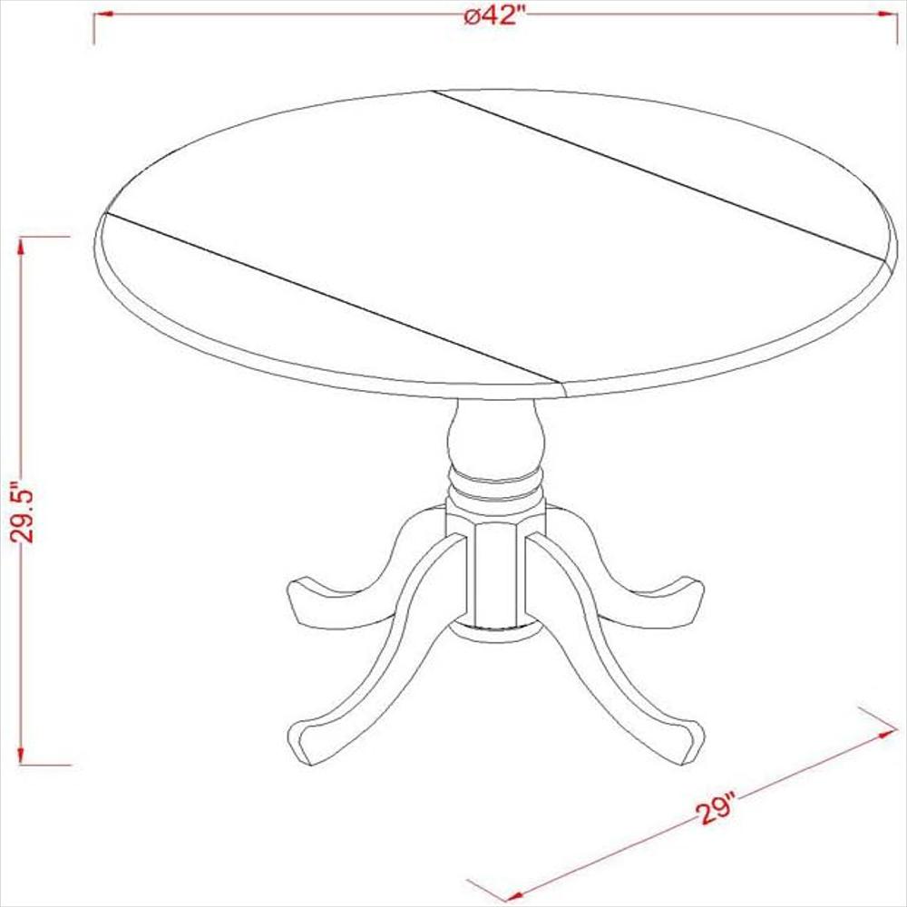 Mesa De Comedor East West Furniture Redonda Madera Maciza 107 Cm Color Negro Y Cereza img #4