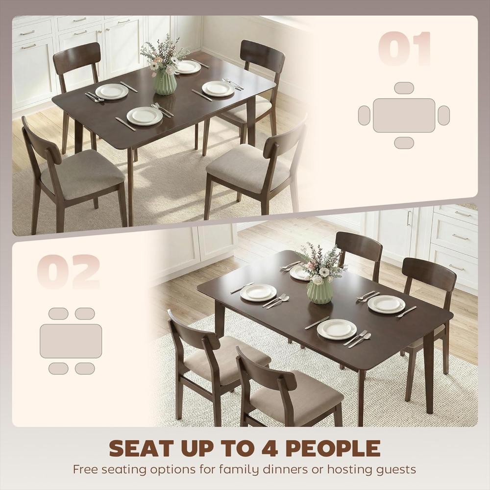 Mesa De Comedor Homcom Rectangular 120 Cm Madera Caucho Caoba Oscura Para 4 Personas img #4