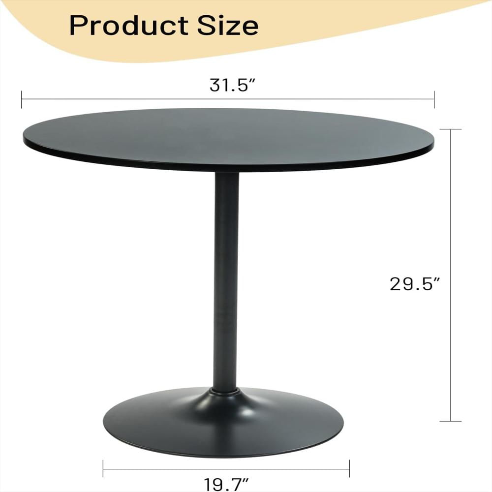 Mesa De Comedor Furniturer Redonda 80 Cm Color Negro Base Pedestal Para 2 4 Personas img #3