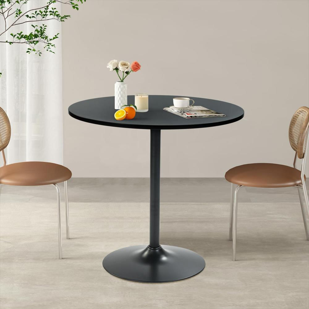 Mesa De Comedor Furniturer Redonda 80 Cm Color Negro Base Pedestal Para 2 4 Personas img #4